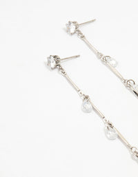 Rhodium Cubic Zirconia Droplet Drop Earrings - link has visual effect only