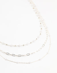 Silver Fine Station Pearl Necklace - link has visual effect only