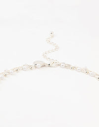 Silver Fine Station Pearl Necklace - link has visual effect only