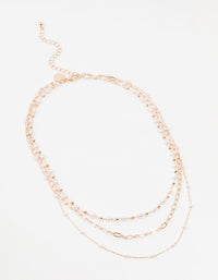 Rose Gold Fine, Station & Pearl Necklace - link has visual effect only