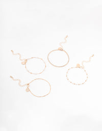 Rose Gold Dainty Pearl Bracelets & Anklets 4-Pack - link has visual effect only