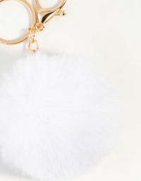 White Pom Pom Fabric Keychain - link has visual effect only