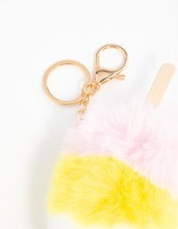 Yellow, Pink & White Ice Cream Keychain - link has visual effect only