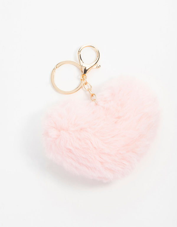 Pink Fabric Heart Keychain