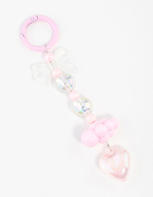 Pink Plastic Cloud Bow Keychain