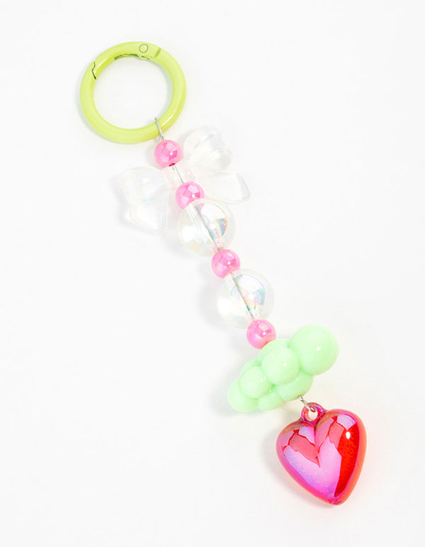 Pink & Green Cloud Bow Keychain