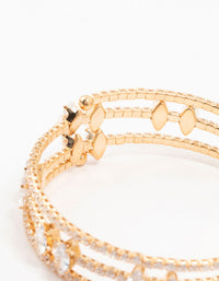 Gold Marquise Cubic Zirconia Wrapped Bangle Bracelet - link has visual effect only