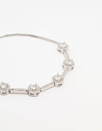 Silver Round Cubic Zirconia Halo Toggle Bracelet - link has visual effect only