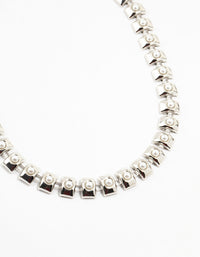 Large Rhodium Pearl Chain Short Necklace - link has visual effect only