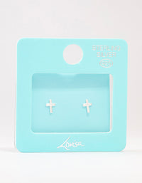 Sterling Silver Clean Cross Stud Earrings - link has visual effect only