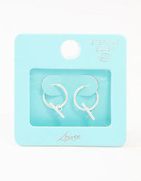 Sterling Silver Clean T Bar Drop Hoop Earrings - link has visual effect only