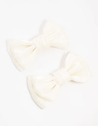 Cream Mini Fabric Bow Tie Hair Clips 2-Pack - link has visual effect only