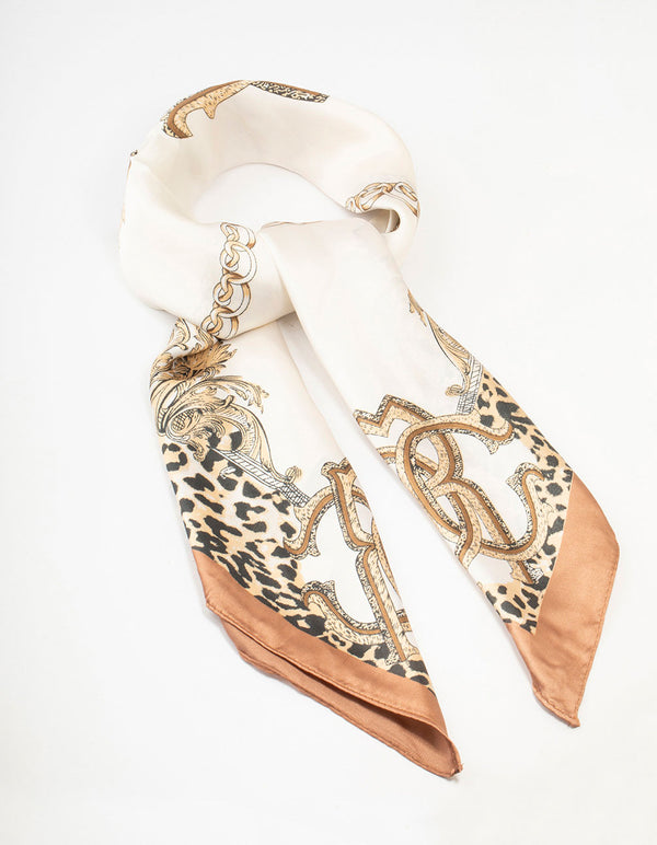 Leopard & Chain Fabric Scarf