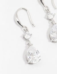 Rhodium Cubic Zirconia Hook Drop Earrings - link has visual effect only