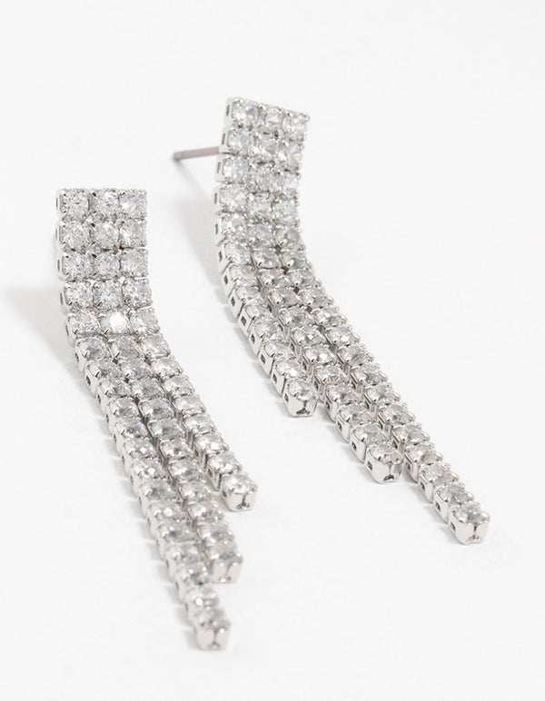 Silver Cubic Zirconia Chandelier Earrings