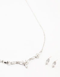 Silver Marquise Diamante Necklace & Earring Set - link has visual effect only