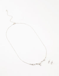 Silver Marquise Diamante Necklace & Earring Set - link has visual effect only