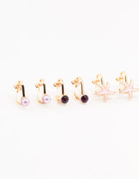 Kids Gold & Flower Sea Clip On Earrings - link has visual effect only