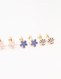 Kids Gold & Flower Sea Clip On Earrings - link has visual effect only