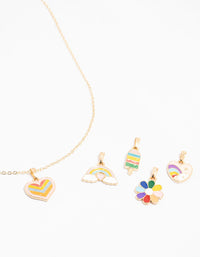 Kids Gold Rainbow Heart Charm Necklace - link has visual effect only