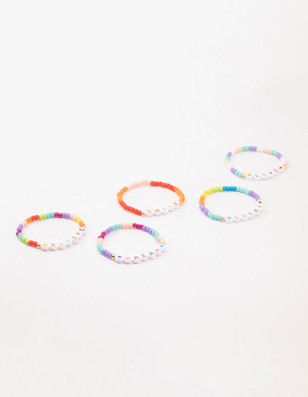 Kids Rainbow  Beaded Stretch Bracelet Pack