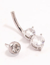 Titanium Cubic Zirconia Threadless Bellybar - link has visual effect only