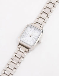 Rhodium Rectangle Roman Numeral Watch - link has visual effect only