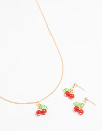 Gold Cherry Necklace & Earrings Set - link has visual effect only