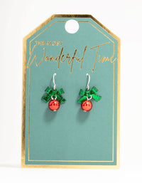 Green Bow & Red Bell Drop Earrings - link has visual effect only