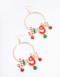 Gold Jingle Hoop Drop Earrings - link has visual effect only