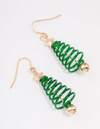 Green & Gold Spiral Tree Drop Earrings - link has visual effect only