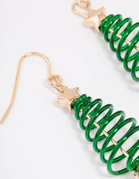 Green & Gold Spiral Tree Drop Earrings - link has visual effect only