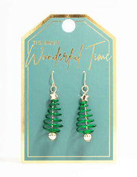 Green & Gold Spiral Tree Drop Earrings - link has visual effect only