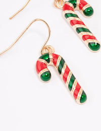 Red & Green Candy Cane Enamel Drop Earrings - link has visual effect only