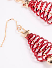 Red & Gold Spiral Tree Drop Earrings - link has visual effect only