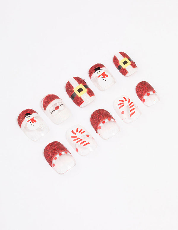 Red Candy Cane Press On Nail Set