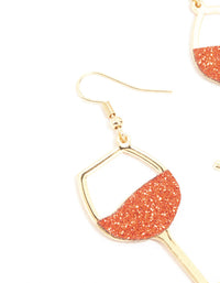 Red Glittery Wine Glass Drop Earrings - link has visual effect only