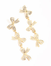 Gold Diamante Bows Drop Earrings - link has visual effect only