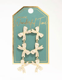 Gold Diamante Bows Drop Earrings - link has visual effect only