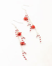 Candy Cane Rhodium Drop Earrings - link has visual effect only