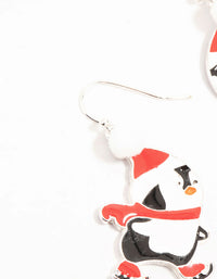 Skating Penguins Silver Drop Earrings - link has visual effect only