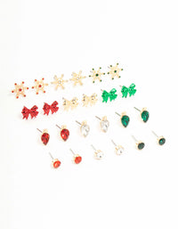 Snowflake & Bow Stud Earrings 12-Pack - link has visual effect only