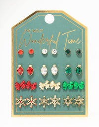 Snowflake & Bow Stud Earrings 12-Pack - link has visual effect only