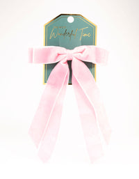 Pink Velvet Double Bow Clip - link has visual effect only