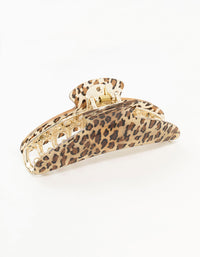 Leopard Print Plastic Curved Hair Claw Clip - link has visual effect only