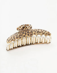 Leopard Print Plastic Curved Hair Claw Clip - link has visual effect only