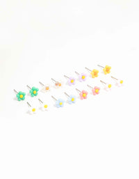 Multicoloured Dainty Daisy Earrings 8-Pack - link has visual effect only