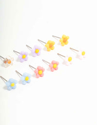 Multicoloured Dainty Daisy Earrings 8-Pack - link has visual effect only