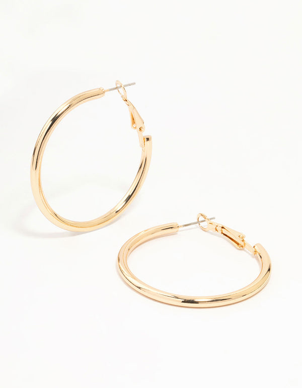 Gold Narrow Hinge Hoop Earrings