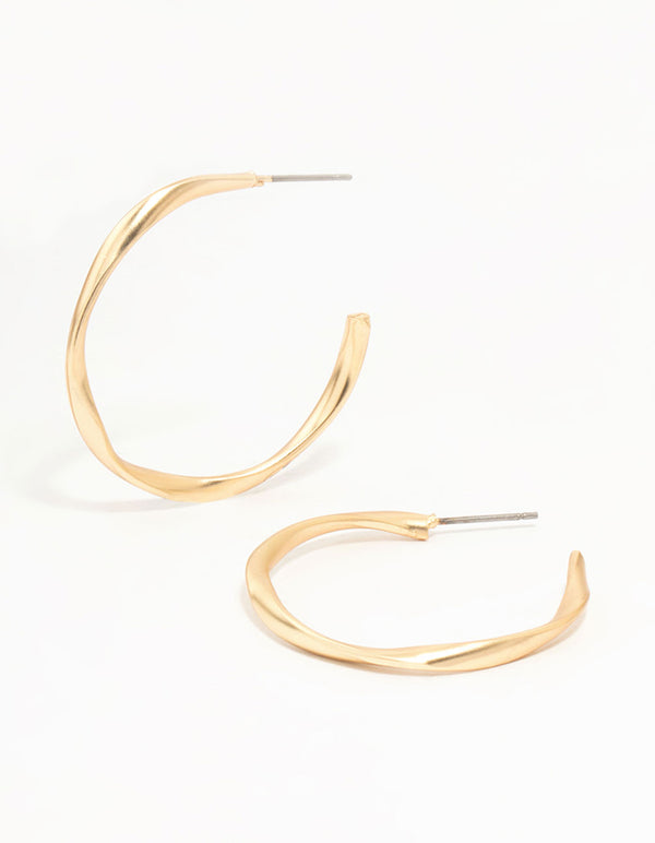 Gold Wrapped Thin Hoop Earrings